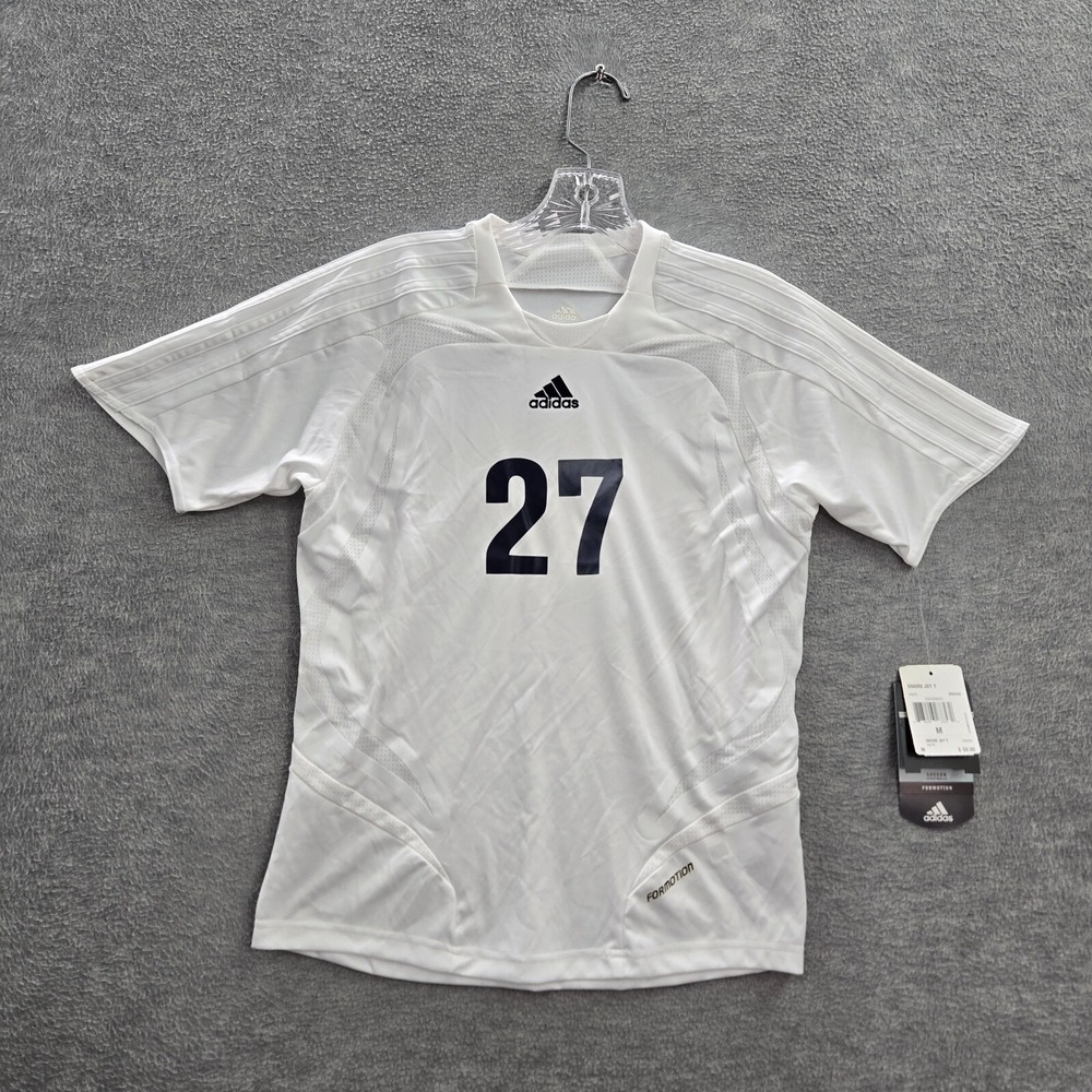 Adidas Boys Activewear Shirt Medium White Soccer Jersey Formotion Logo 27 READ